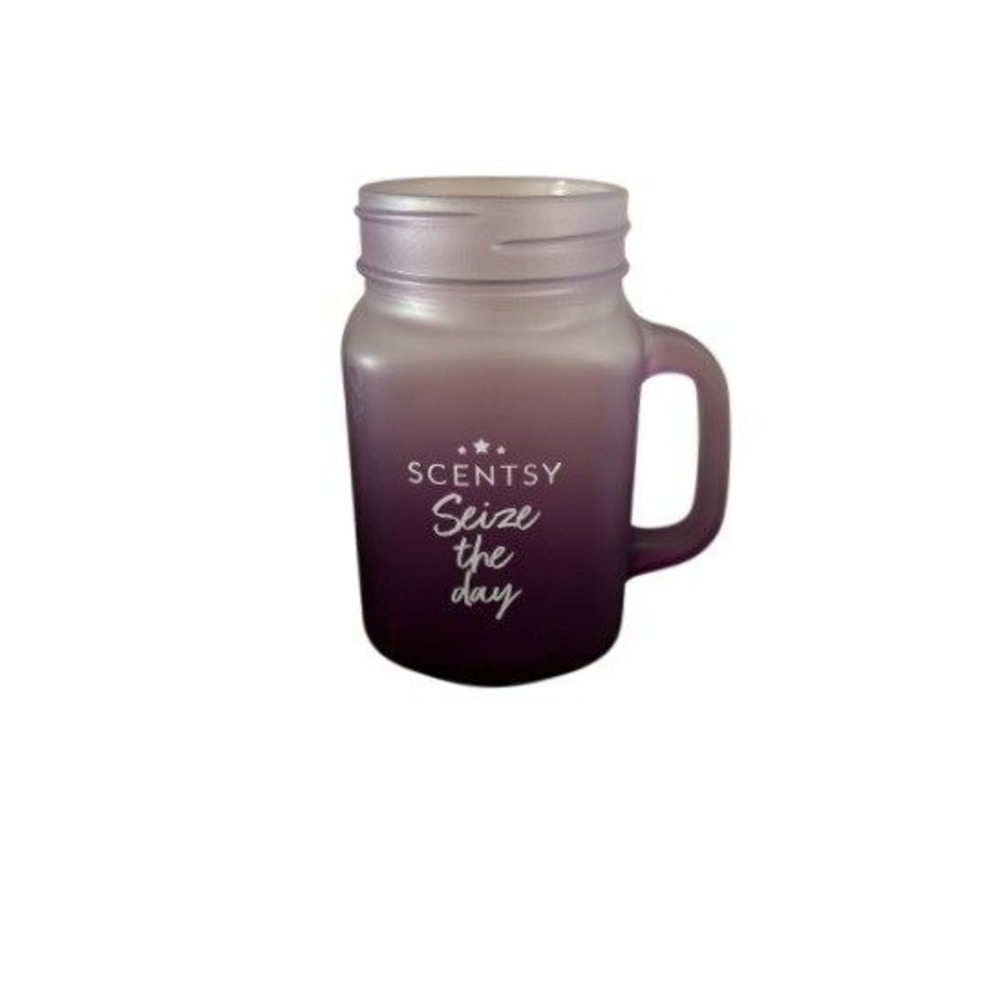 Scentsy Seize the Day Frosted Mason Jar Purple Ombre Glass Mug